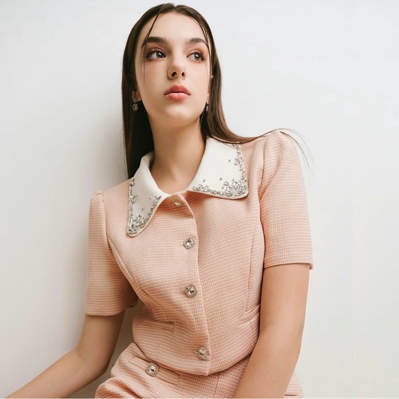 DARLING.ISM Audrey Tweed Set: Embellished Top & Mini Skirt - Picture 3 of 6